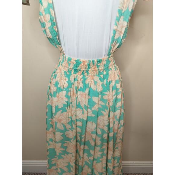 Tiare Hawaii Floral Maxi Dress Open Back Smocked Waist Beach - Picture 10 of 12